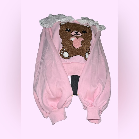 SUGAR THRILLZ Cute Pink Balloon Sleeve Sweater Big Collar - Picture 8 of 8